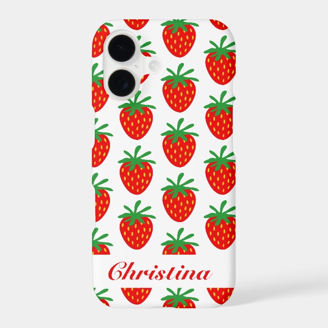 Trendy red strawberry print custom Zazzle Basic (Back)