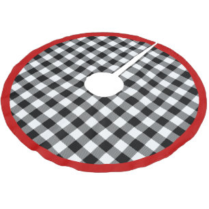 Trendy Red White Black Lumberjack Buffalo Plaid Brushed Polyester Tree Skirt