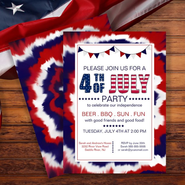 Trendy Red, White & Blue 4th Of July Party Invitation (Creator Uploaded)