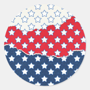 Trendy Red White & Blue Stars America Flag Pattern Classic Round Sticker