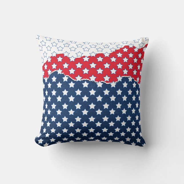 Trendy Red White & Blue Stars America Flag Pattern Cushion (Front)