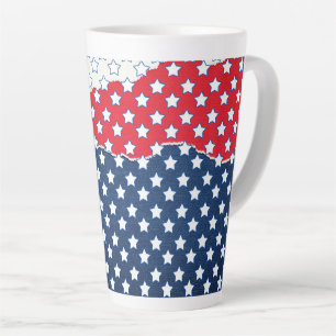 Trendy Red White & Blue Stars America Flag Pattern Latte Mug