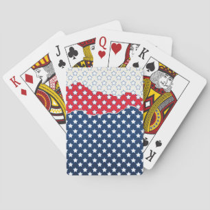 Trendy Red White & Blue Stars America Flag Pattern Playing Cards