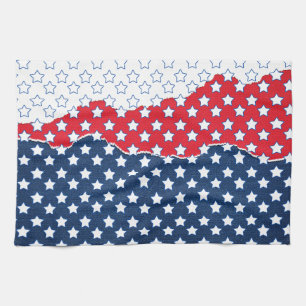 Trendy Red White & Blue Stars America Flag Pattern Tea Towel