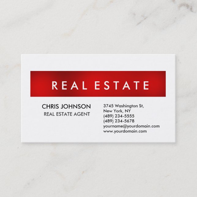 Trendy Red White Creative Modern Business Card (Front)