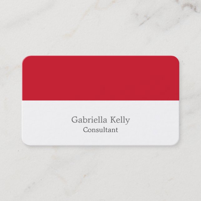 Trendy Red White Creative Plain Unique Stylish Business Card (Front)