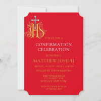 Trendy Red White Gold Logo Confirmation
