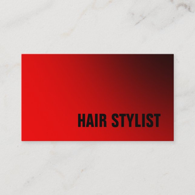 Trendy Red White Modern Hair Stylist Business Card (Front)