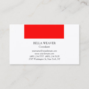 Trendy Red White Stylish Professional Business Card