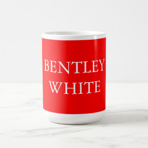Trendy Red White Stylish Simple Plain Your Name Coffee Mug