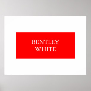 Trendy Red White Stylish Simple Plain Your Name Poster