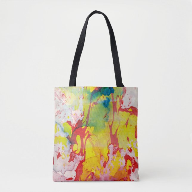 Trendy Red Yellow Blue Green Modern Abstract Tote Bag (Front)