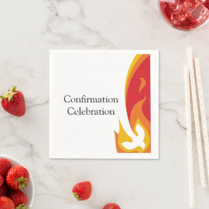 Trendy Red Yellow Fire and Dove Confirmation Napkin