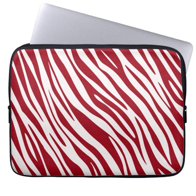 Trendy Red Zebra Animal Sripes Laptop Sleeve (Front)
