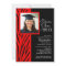 Trendy Red Zebra Photo Graduation Invitation
