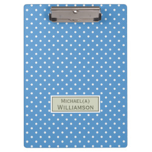 Trendy Regatta Blue White Polka Dot Custom Pattern Clipboard