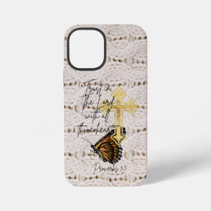 Trendy Religious Knitwear Brown Butterfly Cross  iPhone 12 Mini Case