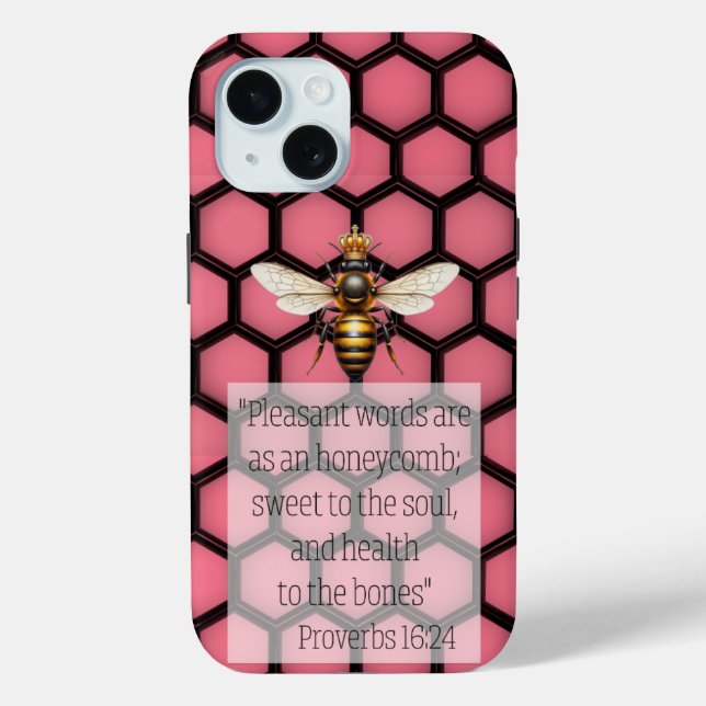 Trendy Religious Pink Black Honeycomb Queen Bee Case-Mate iPhone Case (Back)