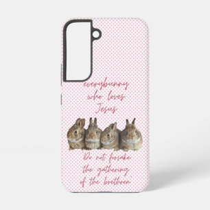Trendy Religious Pink Dot Brown Bunnies Cuddling Samsung Galaxy Case