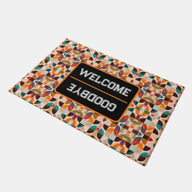 Trendy Retro Abstract Squares Collection Doormat (Angled)
