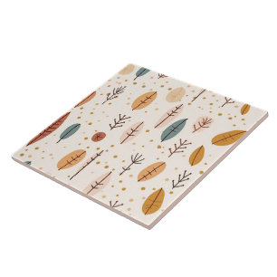 Trendy Retro Boho Abstract Collection Tile