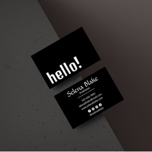 Trendy Retro Boho  – Modern black and White Business Card