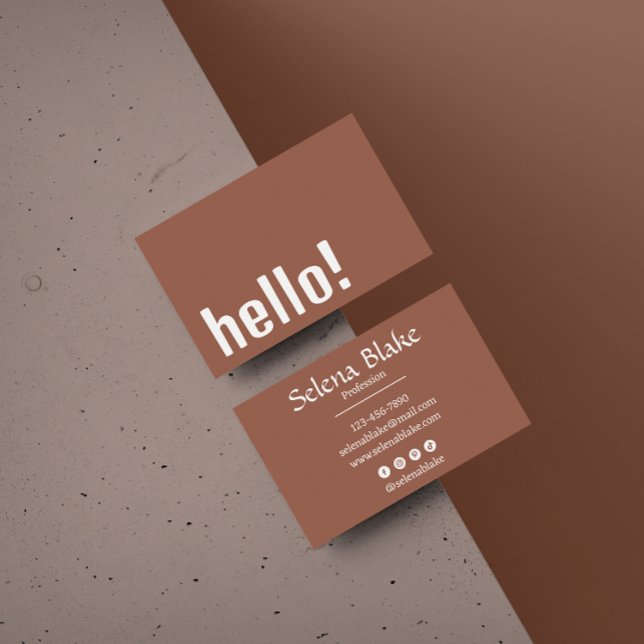 Trendy Retro Boho  – Modern brown and White Business Card (Creator Uploaded)