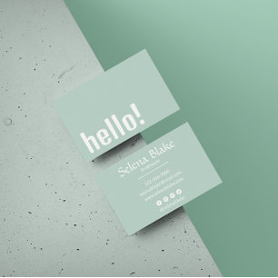 Trendy Retro Boho  – Modern Green and White Business Card