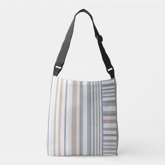  Trendy retro colours beige green brown stripes Crossbody Bag (Front)