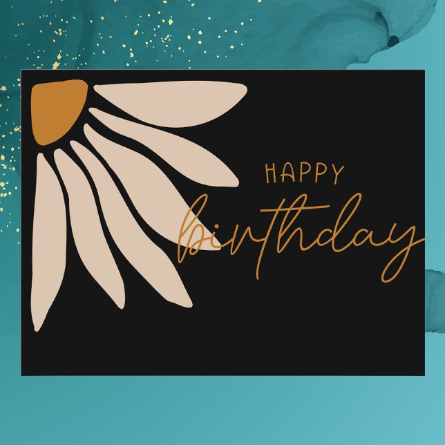 Trendy Retro Floral Flower Happy Birthday Postcard (Creator Uploaded)