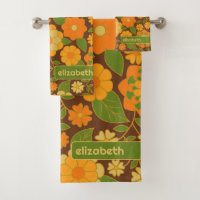 Trendy Retro Floral Pattern Custom name block