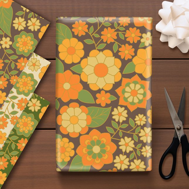 Trendy Retro Floral Pattern - funky Wrapping Paper Sheet (Custom Wrapping Paper)