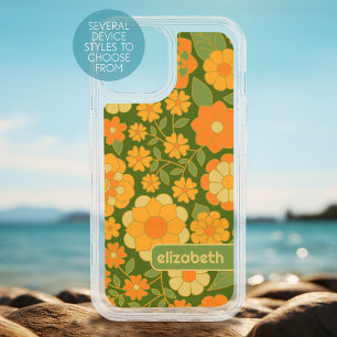 Trendy Retro Floral Pattern with name block