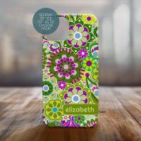 Trendy Retro Floral Pattern with name block