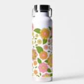 Trendy Retro Floral Pattern with name block Water Bottle (Front)