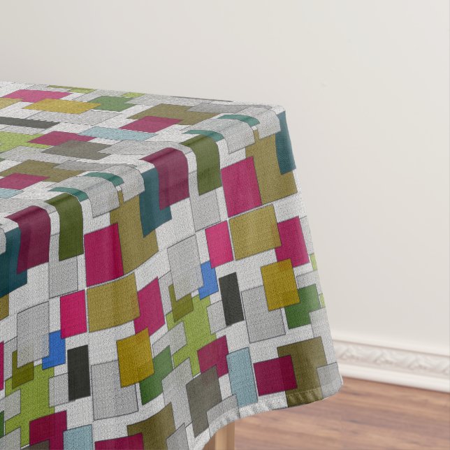 Trendy Retro Geometric Pattern Rectangle Tablecloth (In Situ)