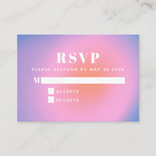 Trendy Retro Gradient Pink and Purple RSVP  Enclosure Card