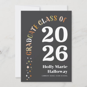 Trendy Retro Graduation Party Invitation Card