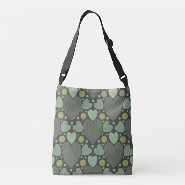  Trendy retro green heart design Crossbody Bag (Back)