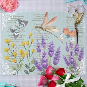 Trendy retro lavender Ephemera Filigree Blue Tissue Paper