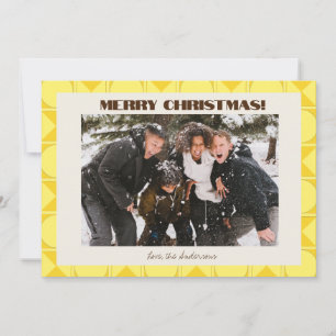Trendy Retro Mid Modern Yellow Geometric Christmas Holiday Card