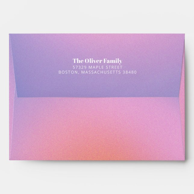 Trendy Retro Pink Lavender Purple Return Address Envelope (Back (Top Flap))