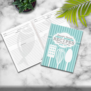 Trendy Retro Recipes Personalised Notebook