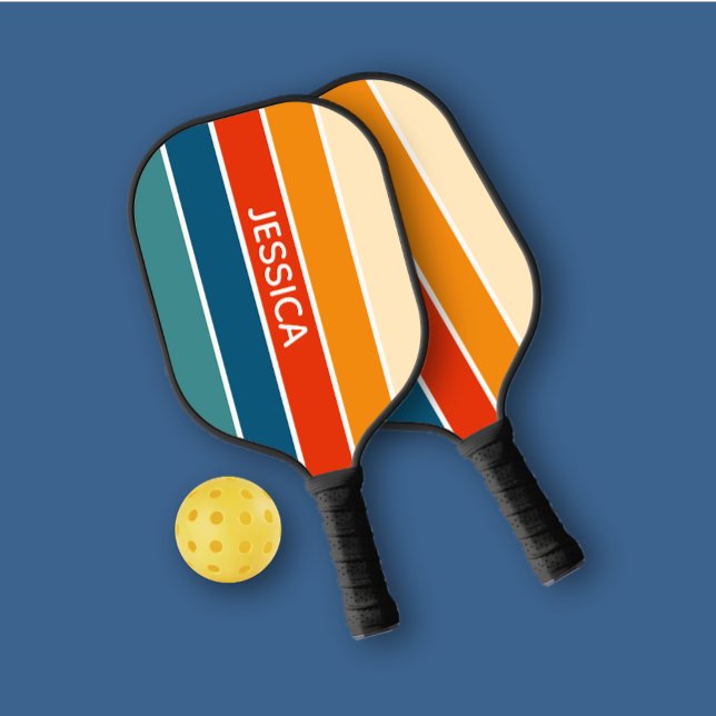 Trendy Retro Striped Personal Pickleball Paddle (Creator Uploaded)