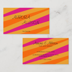 Trendy Retro stripes 70s Orange Mustard Pink Business Card