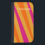 Trendy Retro stripes Pink Orange Mustard Samsung S4 Wallet Case<br><div class="desc">Groovy 1970's  retro design. Abstract stripes in orange,  pink and mustard yellow. Personalise this stylish trendy modern script typography.</div>