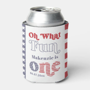 Trendy Retro Summer 1st Birthday Party Favour Can Cooler