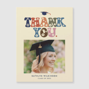 Trendy Retro Typography Photo Graduation Thank You