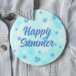 trendy retro vintage blue flowers monogram 6 cm round badge