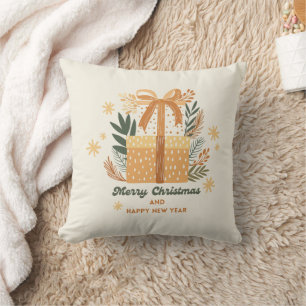 Trendy Retro Watercolor Christmas Holiday Gifts Cushion